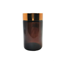 High Quality 200g brown empty glass bottle with gold cap, pull ring for cream glass bottle